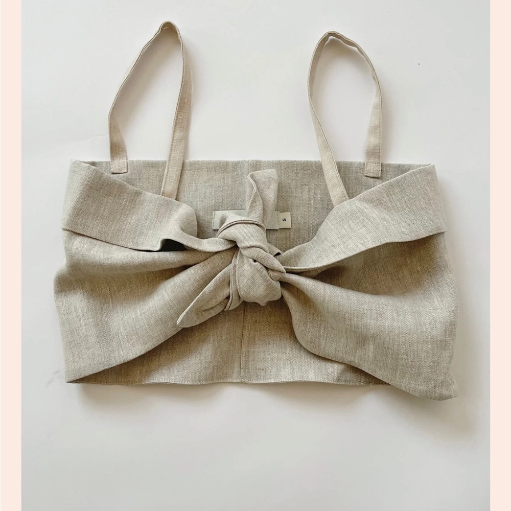 Linen tie front top